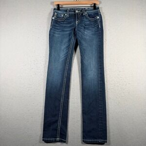 Miss Me‎ Girls Skinny Jeans Dark Wash Cross Embroidery KE8180S2 Blue Size 16